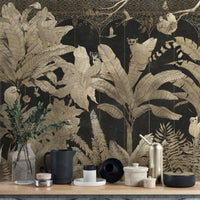 Exotic gold jungle botanical wallpaper
