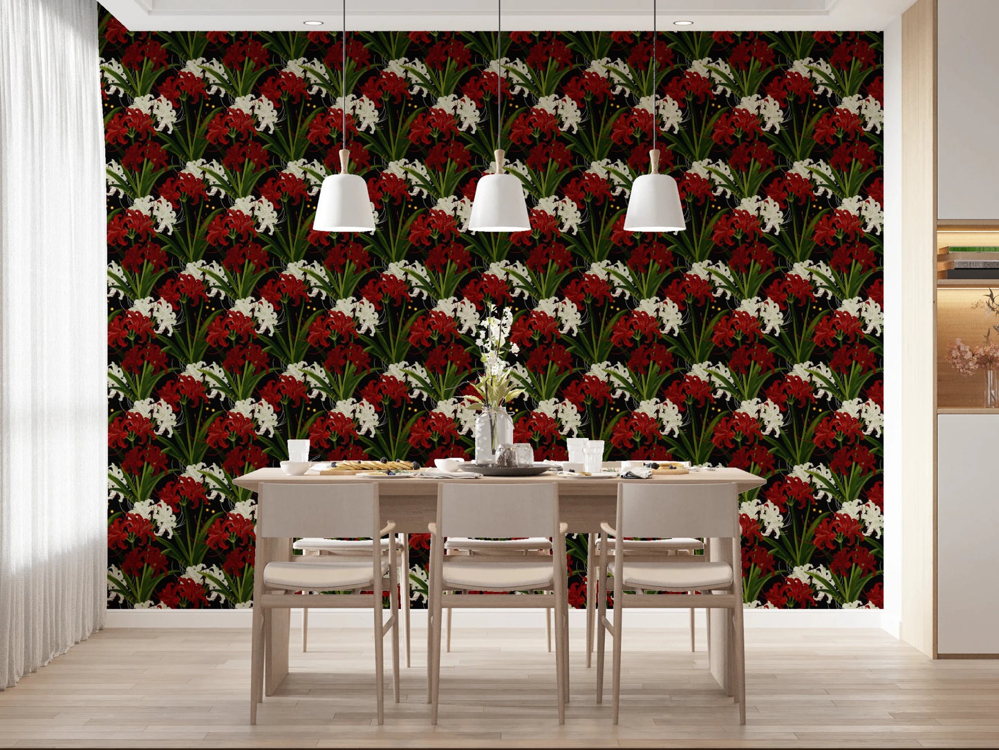 Dark gothic wallpaper with red Lycoris Radiata art.
