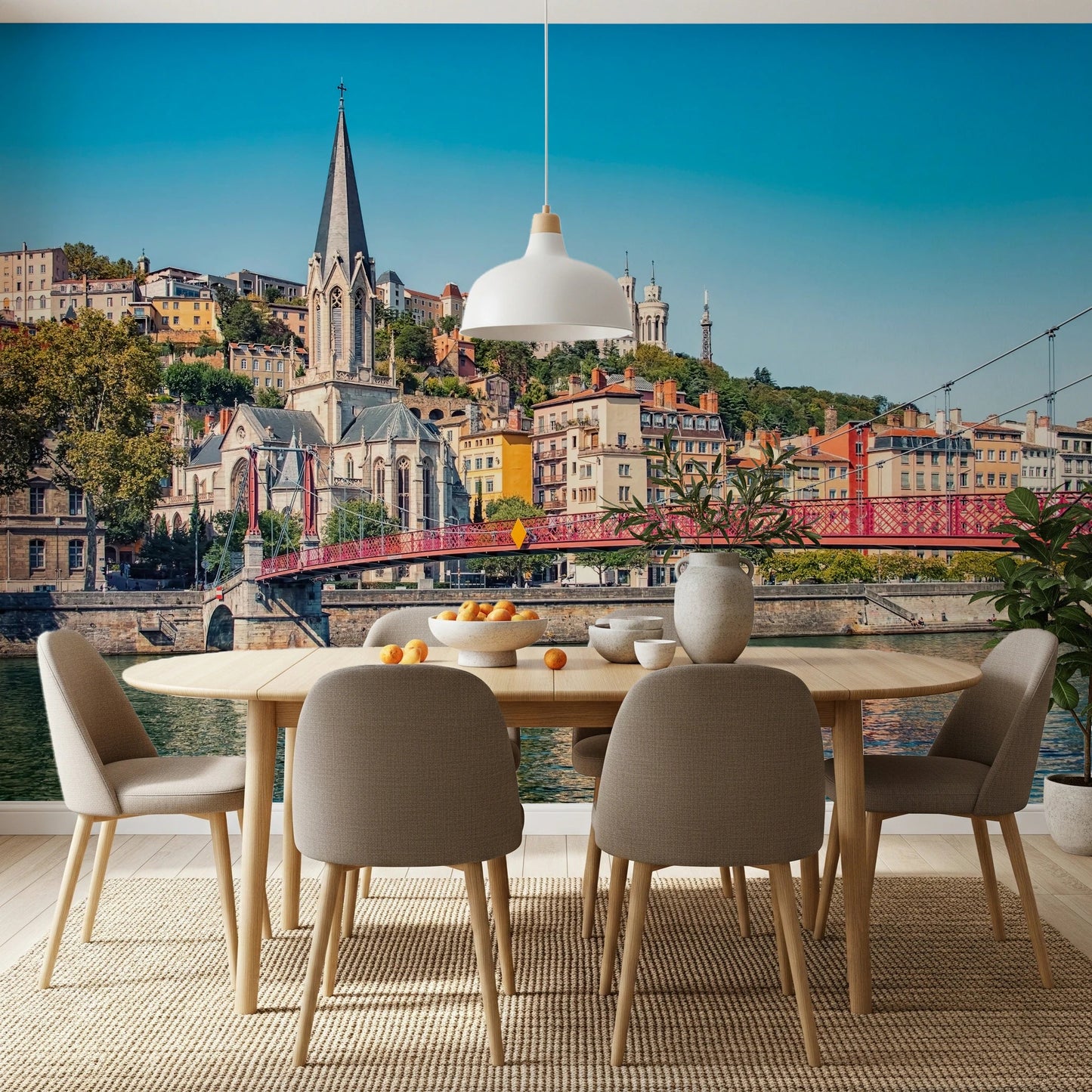 Classic French architecture on a Lyon hillside.