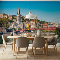 Classic French architecture on a Lyon hillside.