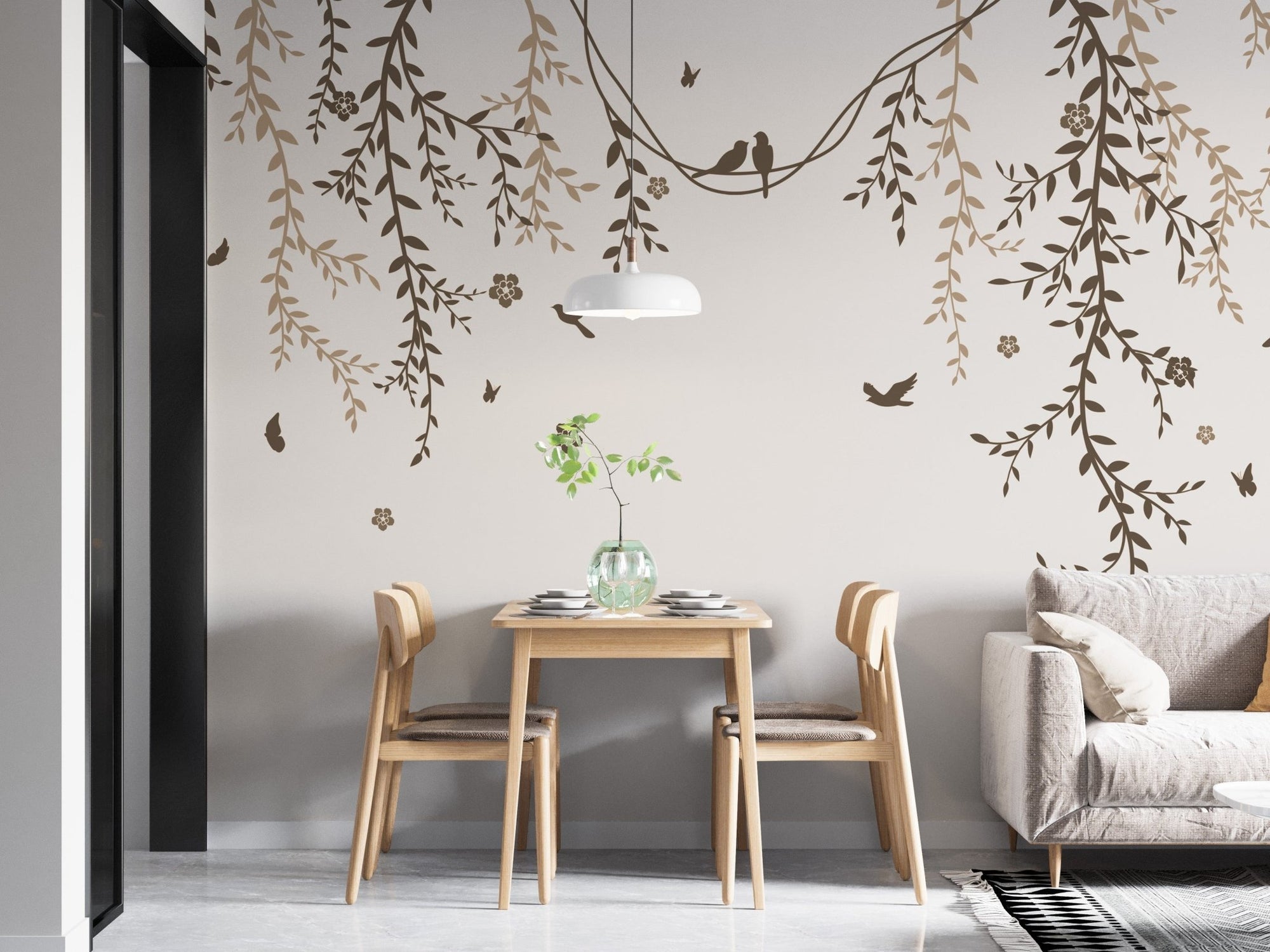 Lyrical Leaves Mural Wallpaper nature design, B804