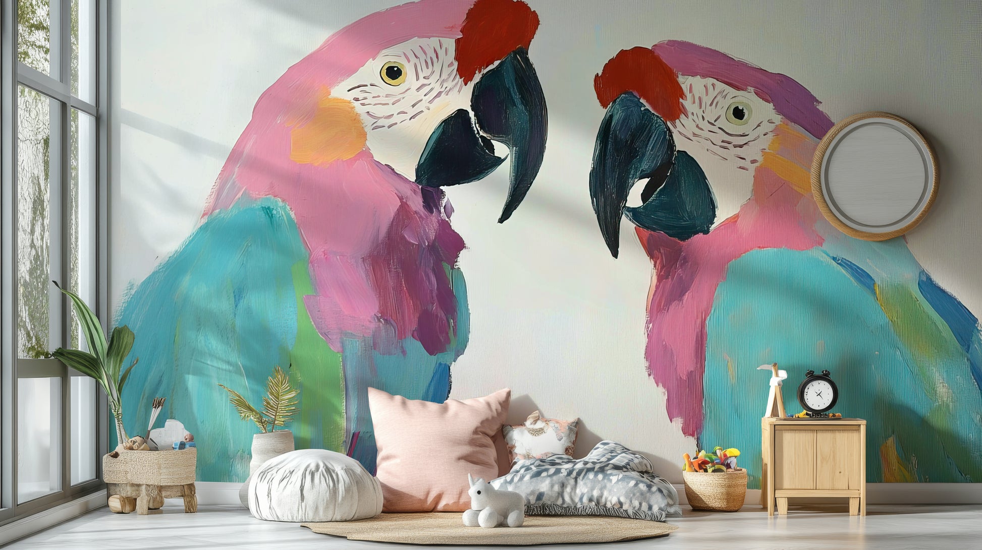 Blue and pink macaw closeup

