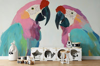 Painted parrot pair wall decor

