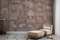 Folk art patterns in warm earthy tones


