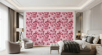Trailing vine wallpaper with Magenta Botanical bird branch detail