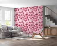 Botanical Flight wallpaper in hallway with pink branch pattern