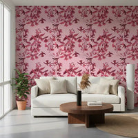 Pink Botanical Flight wallpaper with layered floral branches