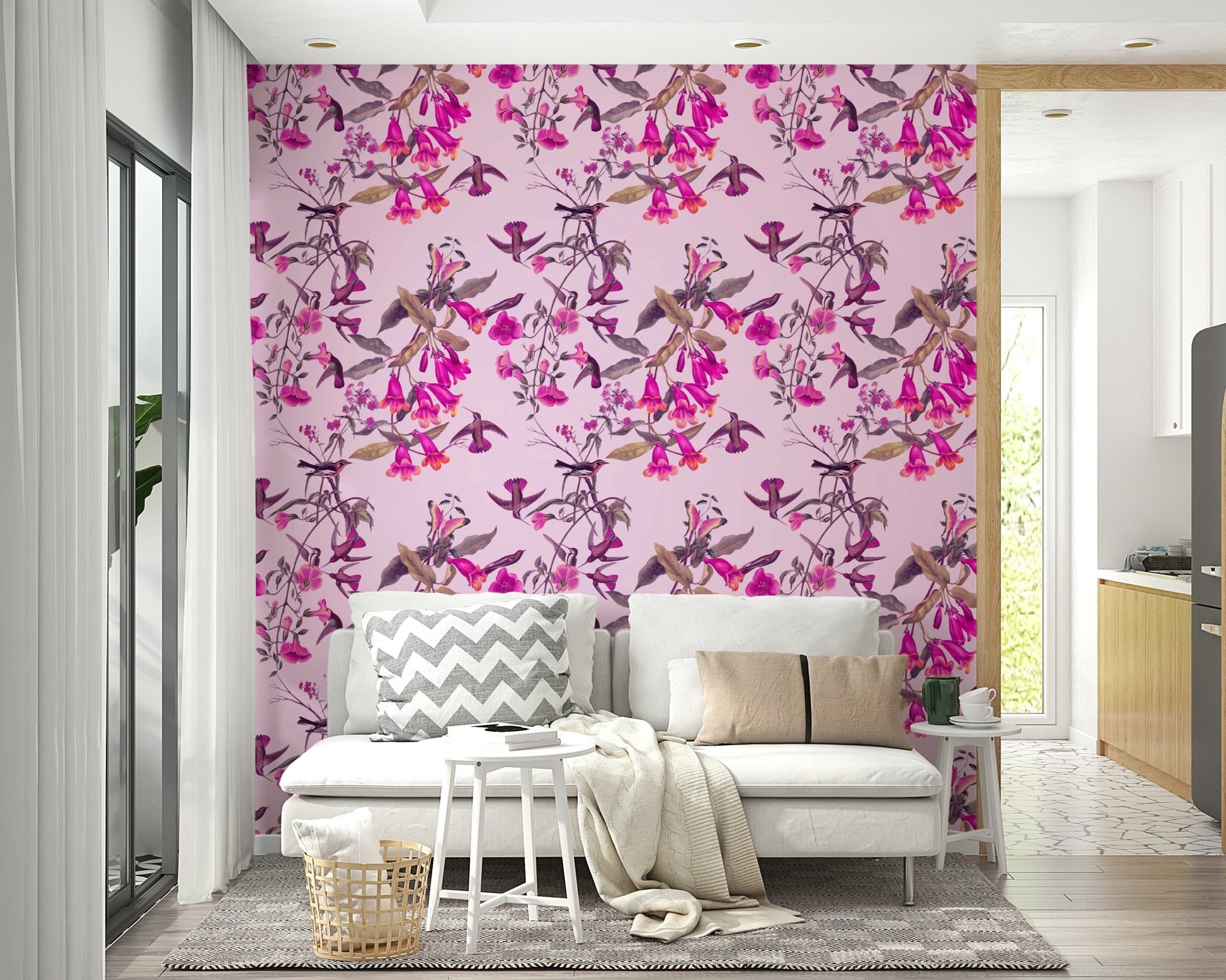 A contemplative lush magenta wallpaper mural for a feature wall., GD5117