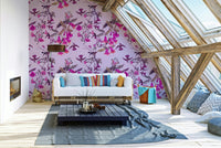 A calming aviary design wallpaper mural that defines a space., GD5117