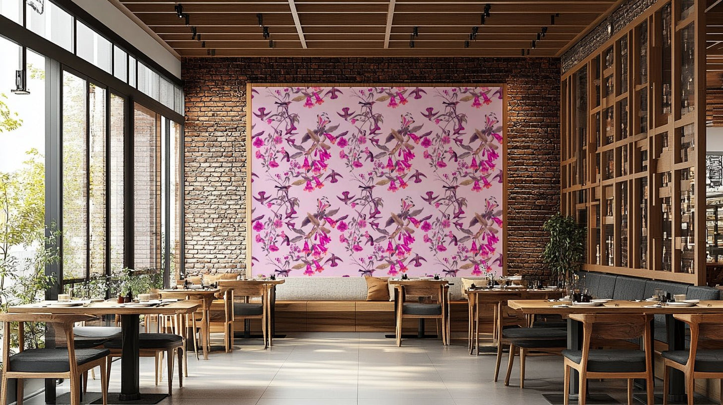 A classic floral wallpaper for walls with a bird theme., GD5117