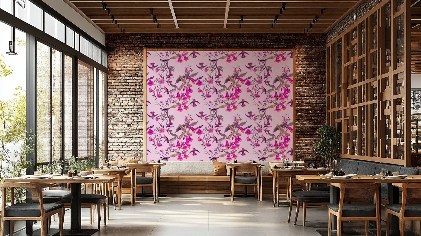 A classic floral wallpaper for walls with a bird theme., GD5117