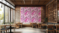 A classic floral wallpaper for walls with a bird theme., GD5117