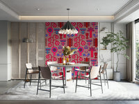The design incorporates elements of "flower power" and a modern, clean look.
