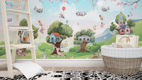 Vibrant cartoon jungle mural for children
A221