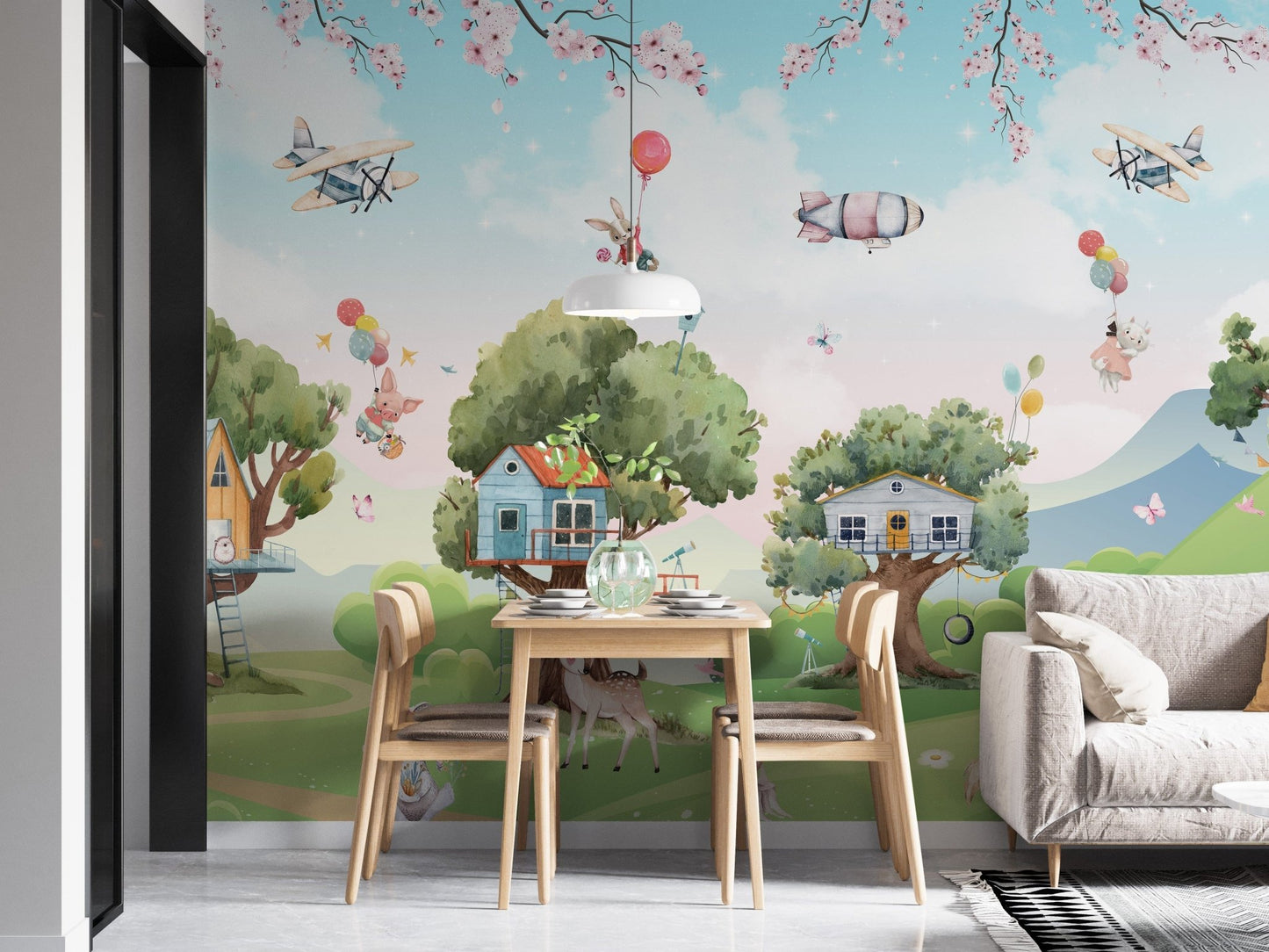 Magical Cartoon Jungle Kids Wallpaper Mural - Giffywalls A221
