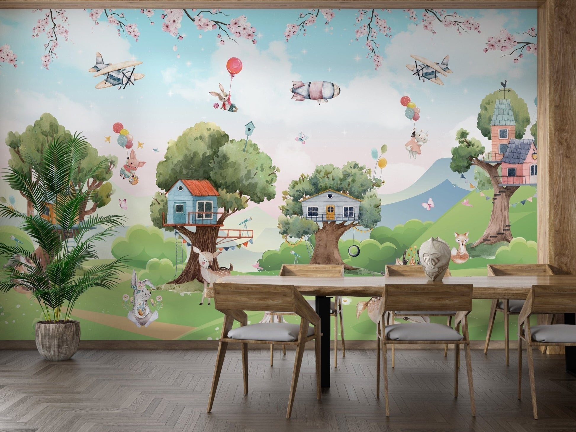 Magical Cartoon Jungle Kids Wallpaper Mural - Giffywalls A221