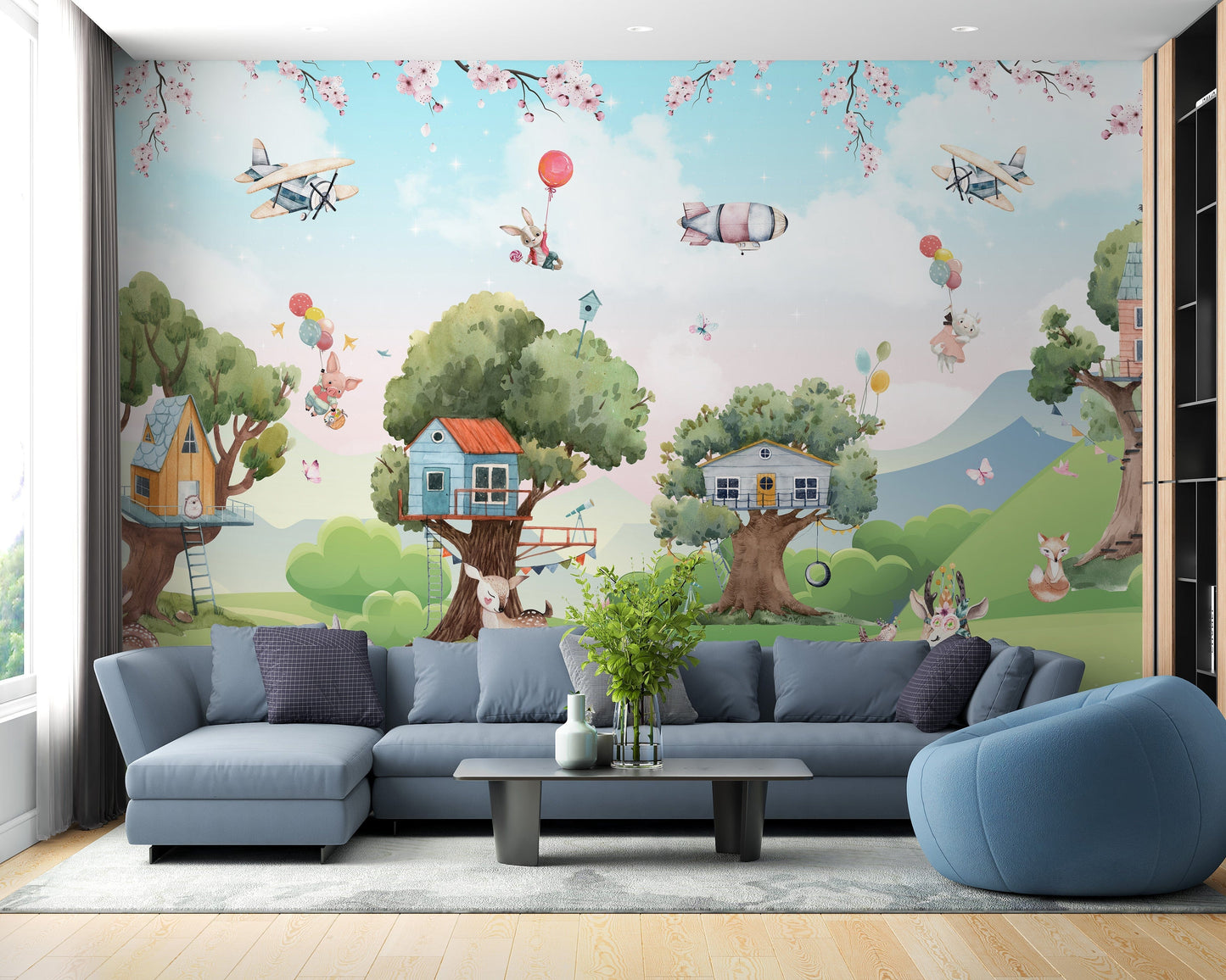Magical Cartoon Jungle Kids Wallpaper Mural - Giffywalls