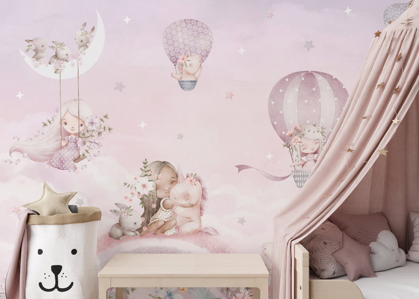 Unicorns and hot air balloons wallpaper
