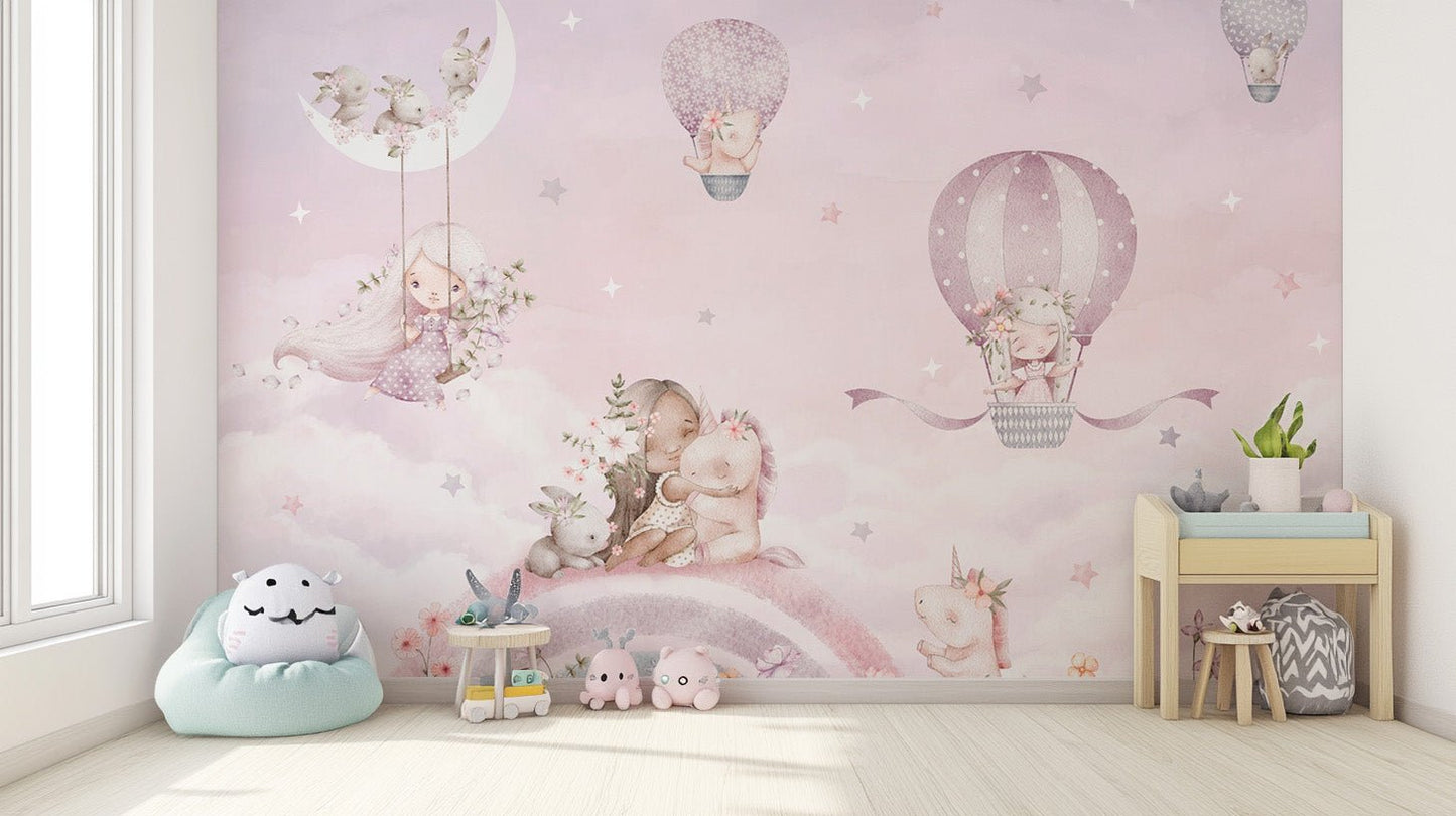 Magical unicorns and balloons wallpaper
