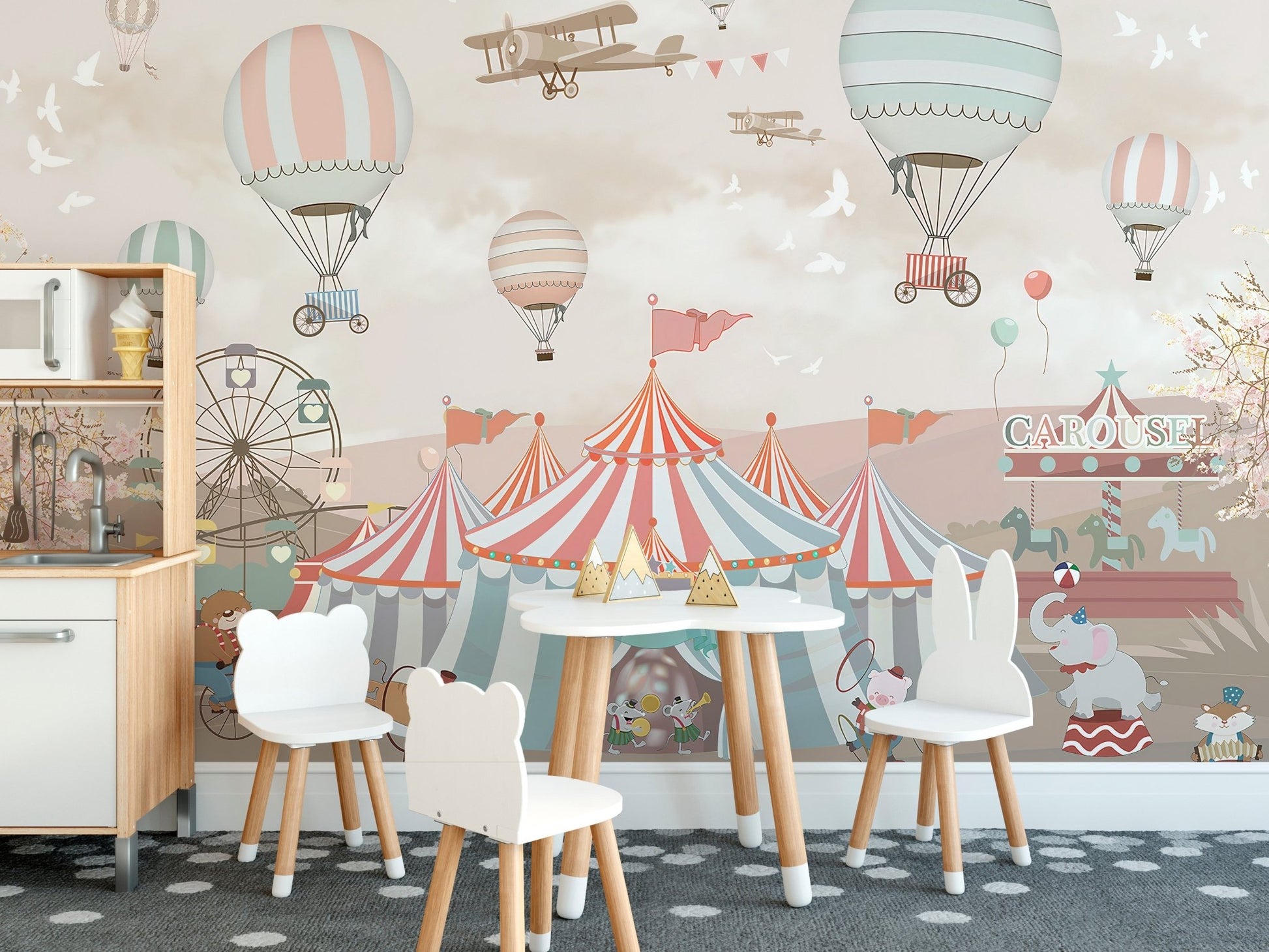 Pink Circus Kids Room Wallpaper Murals - Giffywalls
