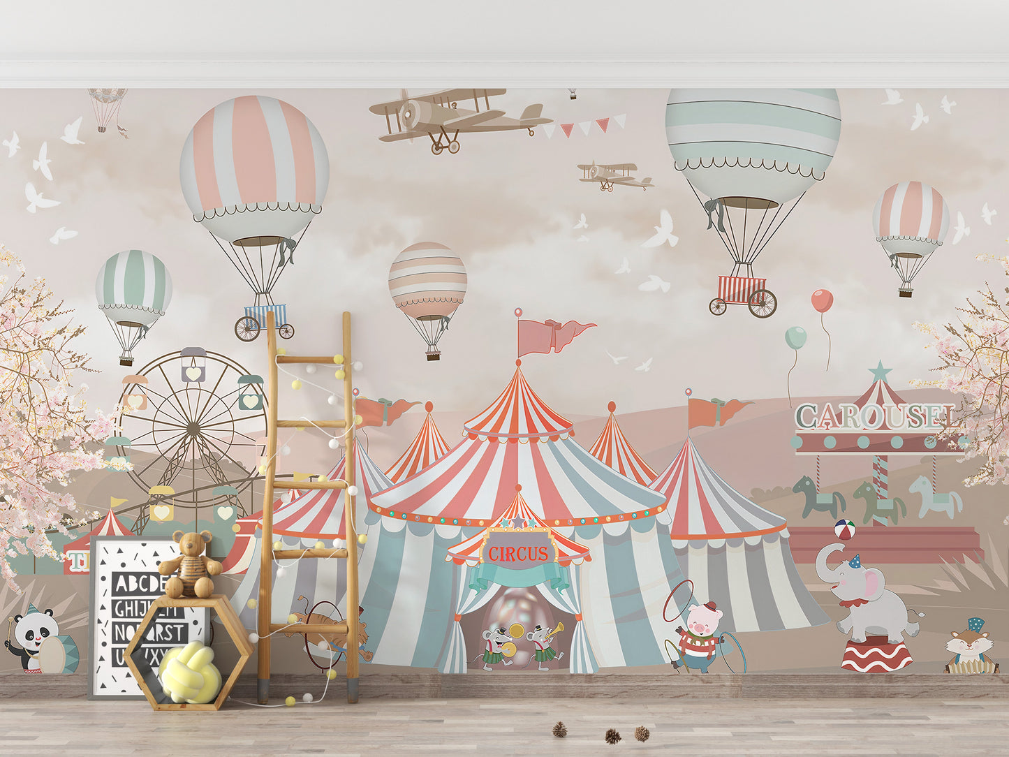 Pink Circus Kids Room Wallpaper Murals - Giffywalls
