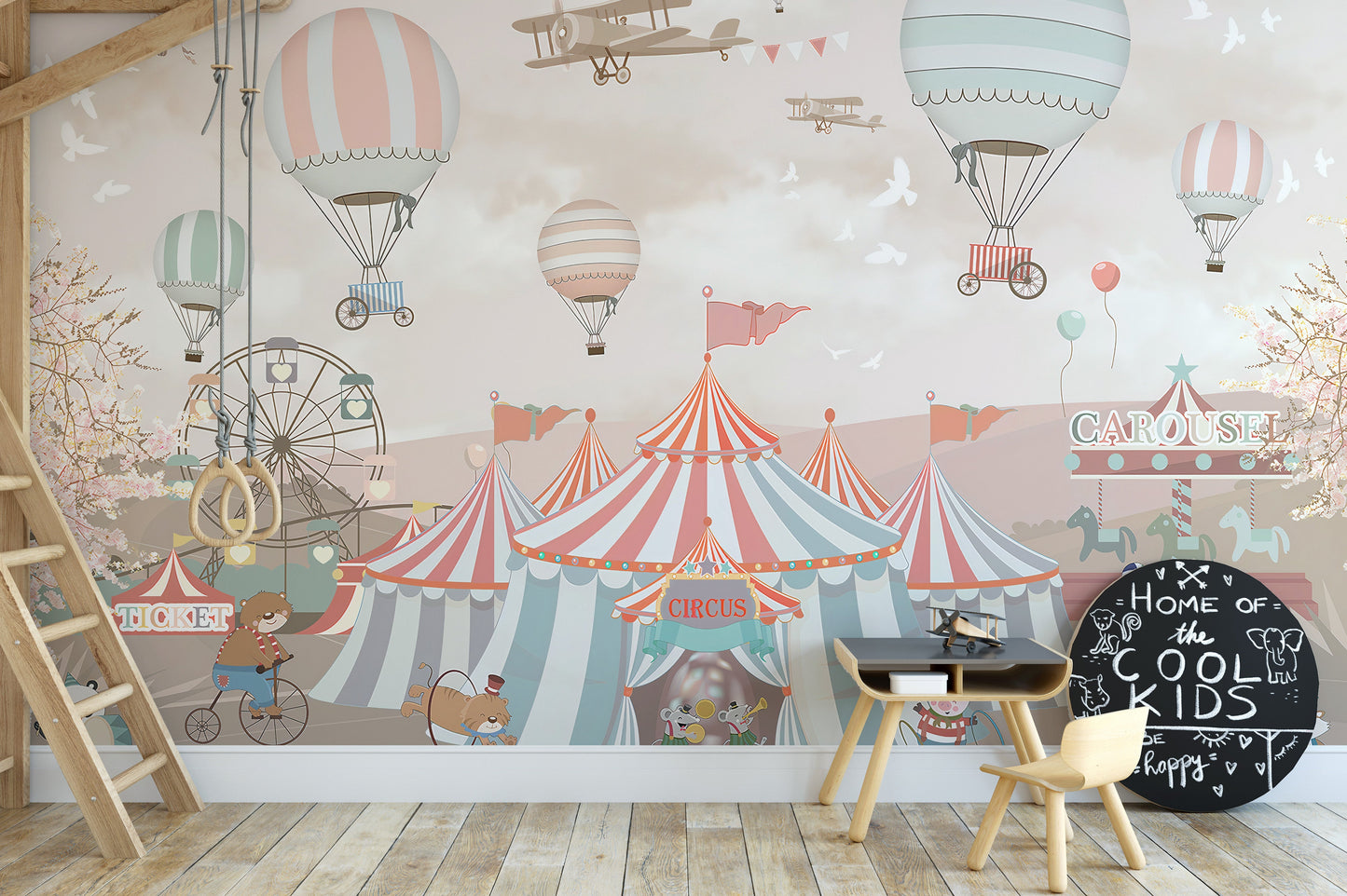 Pink Circus Kids Room Wallpaper Murals - Giffywalls