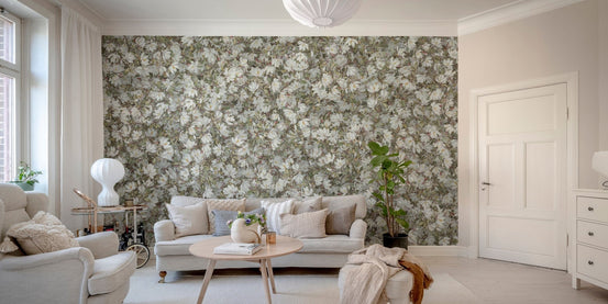 Lush white magnolia floral wallpaper design DTLI16