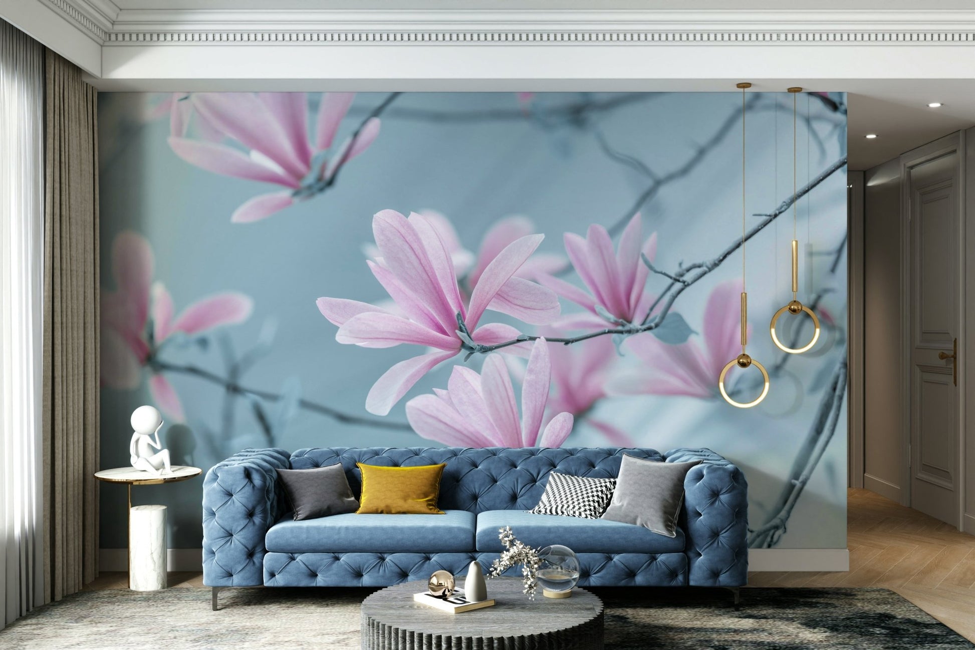 The mural gives a feeling of quiet, natural beauty.

