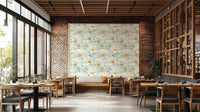 Magnolia-inspired floral wallpaper for bedroom walls.

