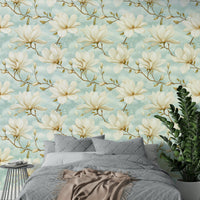 Magnolia blossoms wallpaper for a serene atmosphere.

