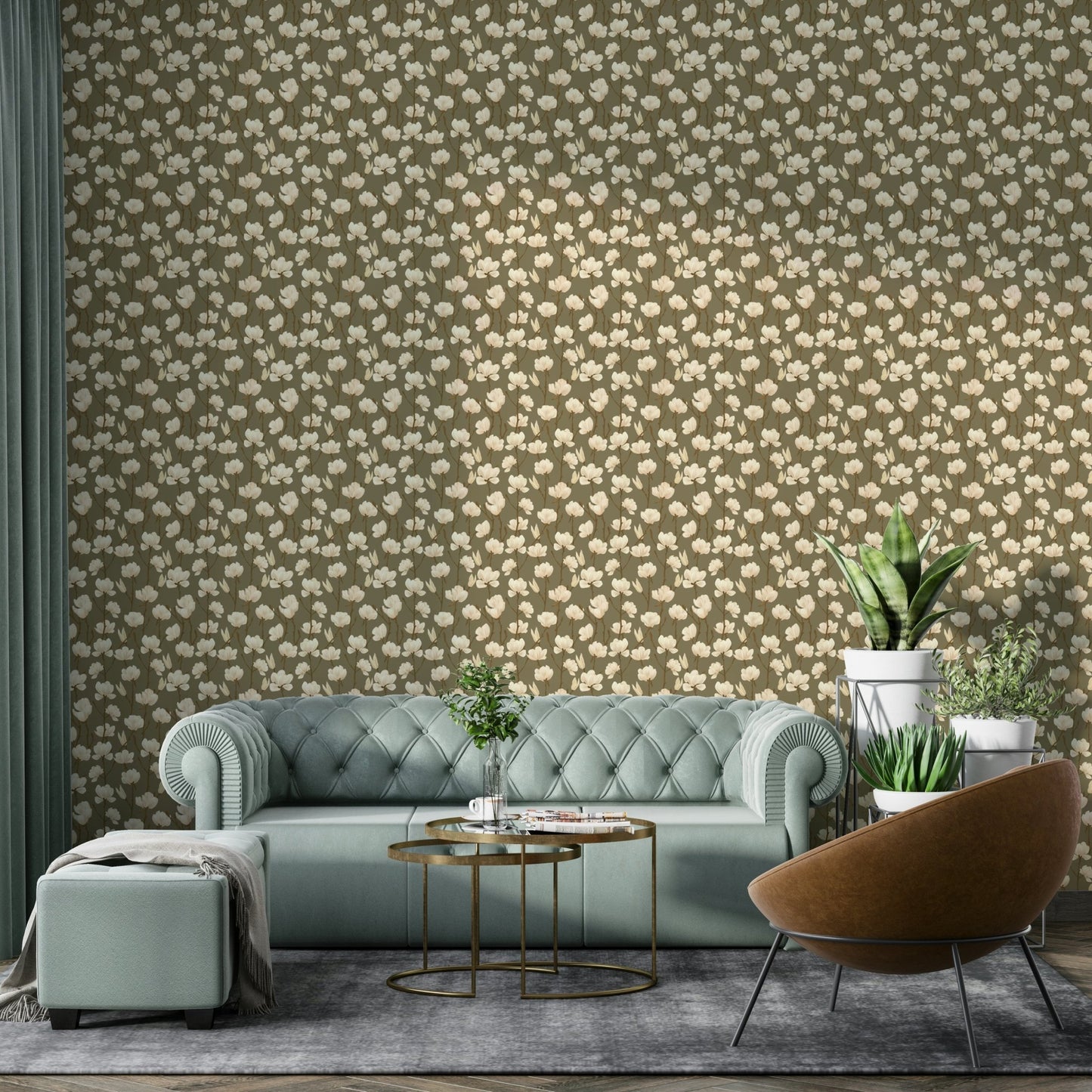 Elegant Magnolia Still earthy wall design


