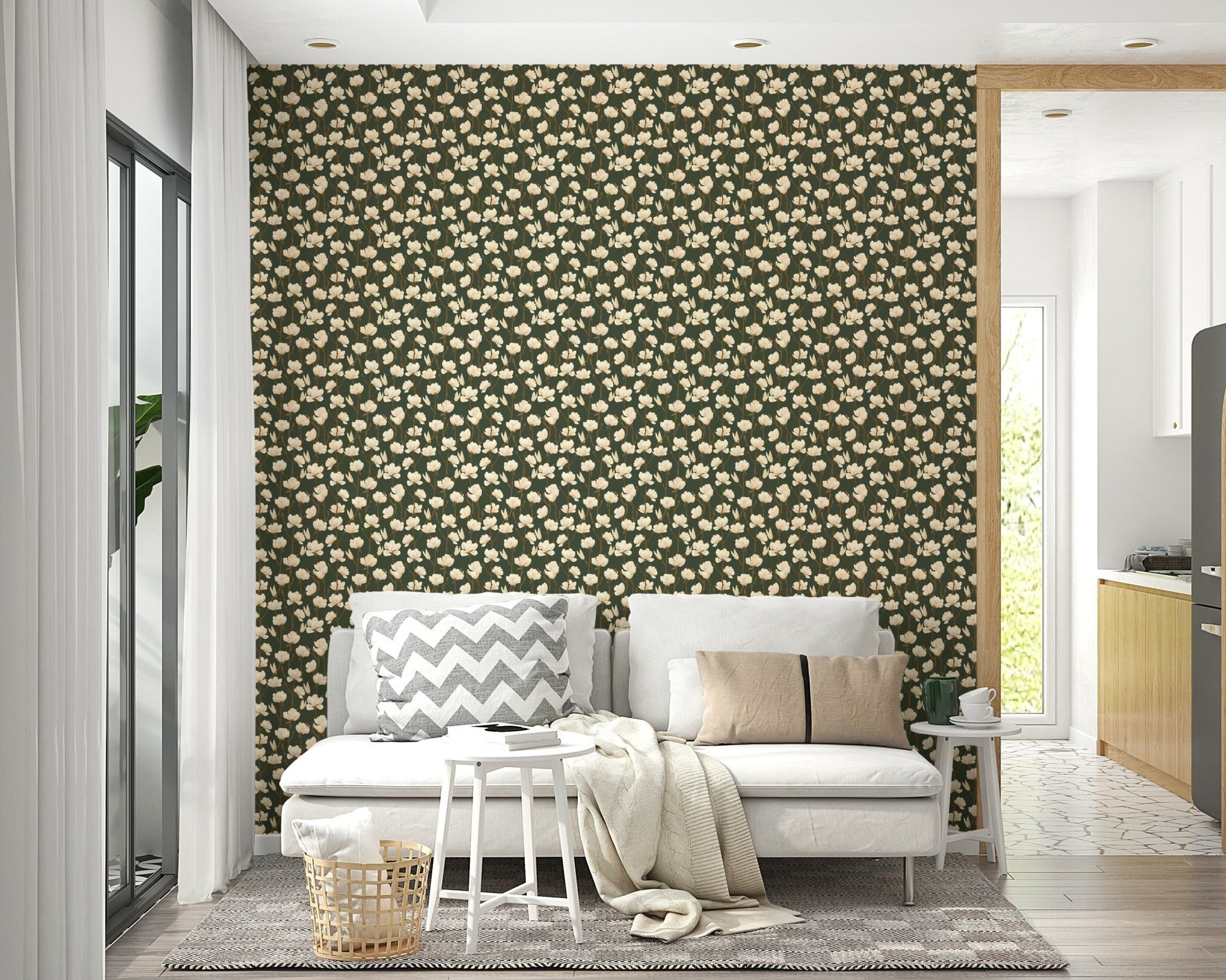 Forest dusk floral wallpaper Magnolia Still

