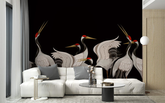 Japanese cranes wallpaper design A965