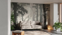 Lush green forest wallpaper mural
