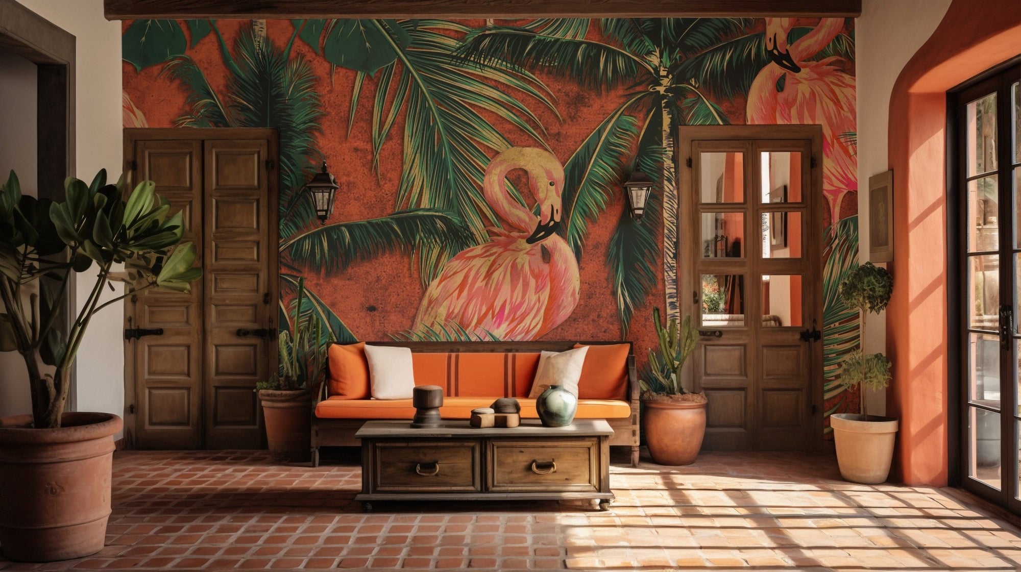 Coral Flamingo Wallpaper Mural A513
