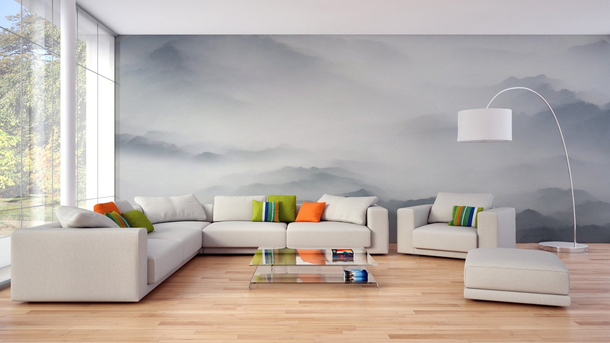 Foggy Mountains & Hills Wallpaper Mural - Giffywalls A480