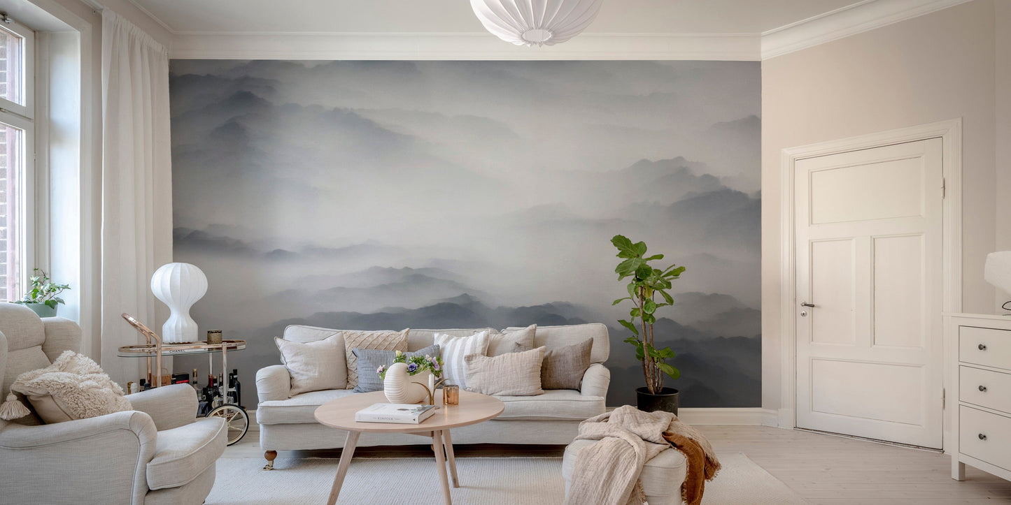 Foggy Mountains & Hills Wallpaper Mural - Giffywalls