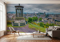 Majestic Hilltop View wall mural with hills and city detail