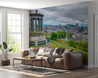 Hallway styled with Majestic Hilltop View wall mural hillside scene