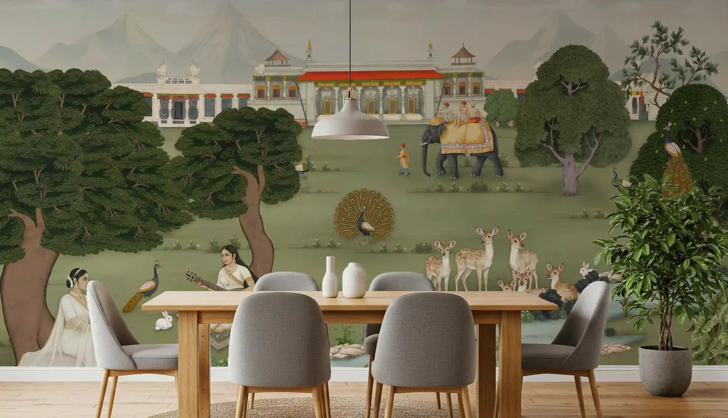 Dining room Majestic India Nature Melody Wall Mural with palace scenery, GD8973