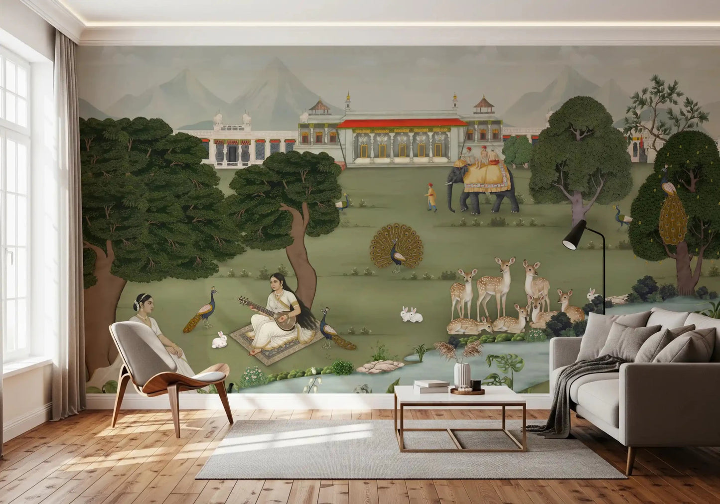 Majestic India: Nature's Melody Wall Mural with royal scenic details, GD8973