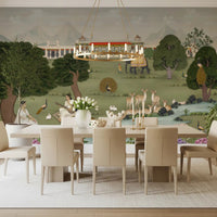 Royal India wall mural with elephant, palace, and garden scenery, GD8973