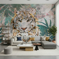 A calming animal design wallpaper mural that defines a space.