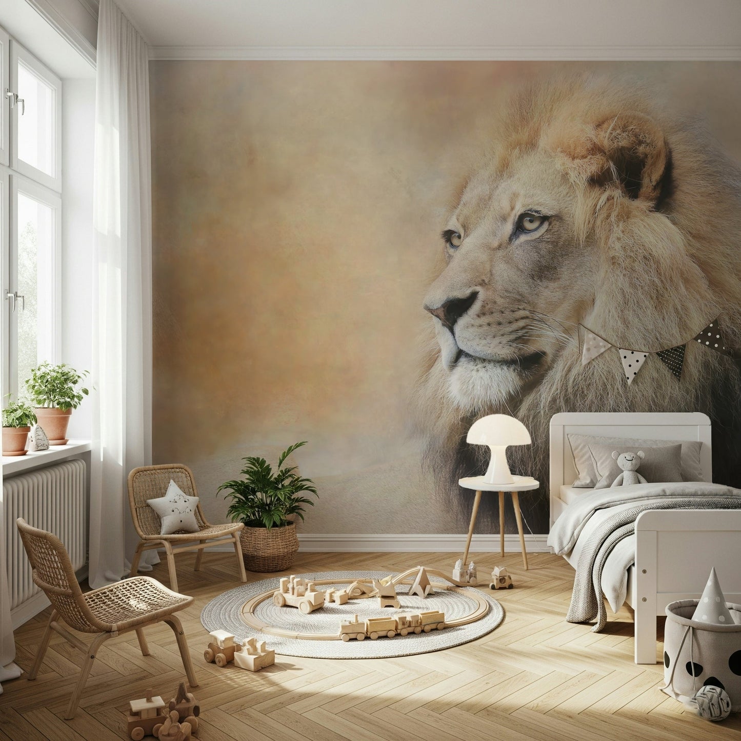 A serene subtle animal wall mural for your decor.