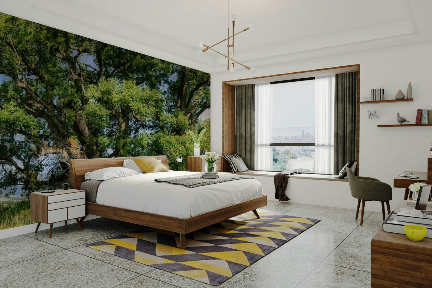 The high-resolution print captures fine details of the tree's leaves and branches.

