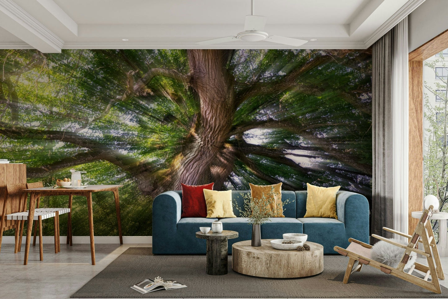 The high-resolution print captures fine details of the trees and ground.

