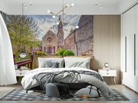 Outdoor architectural view in Malmesbury Church Wall Mural with soft daylight