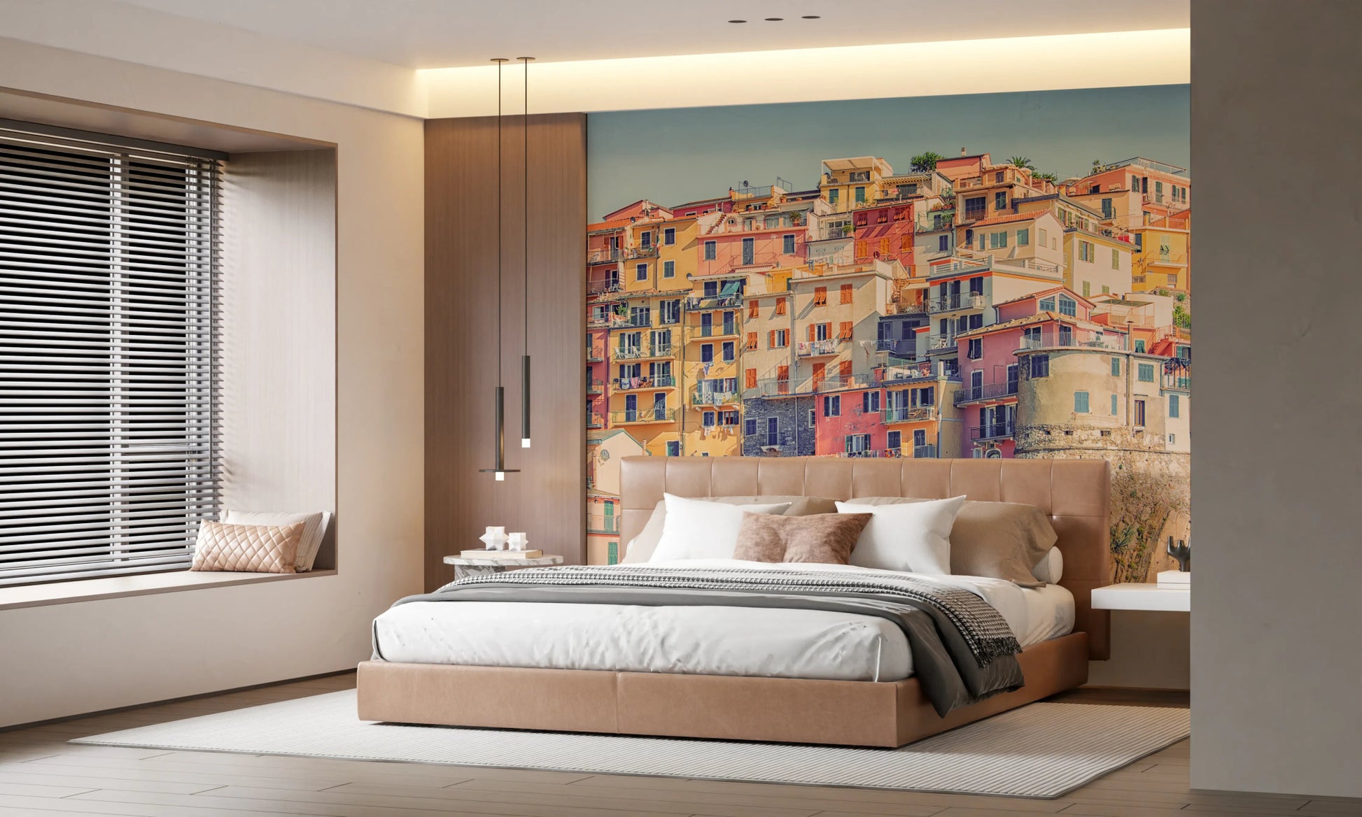 Manarola Vista mural with hillside architecture