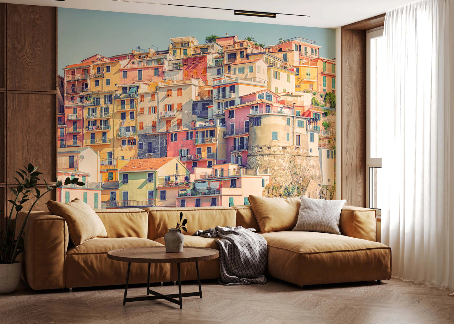 Manarola cityscape mural for living room