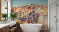 Warm color cityscape wall mural